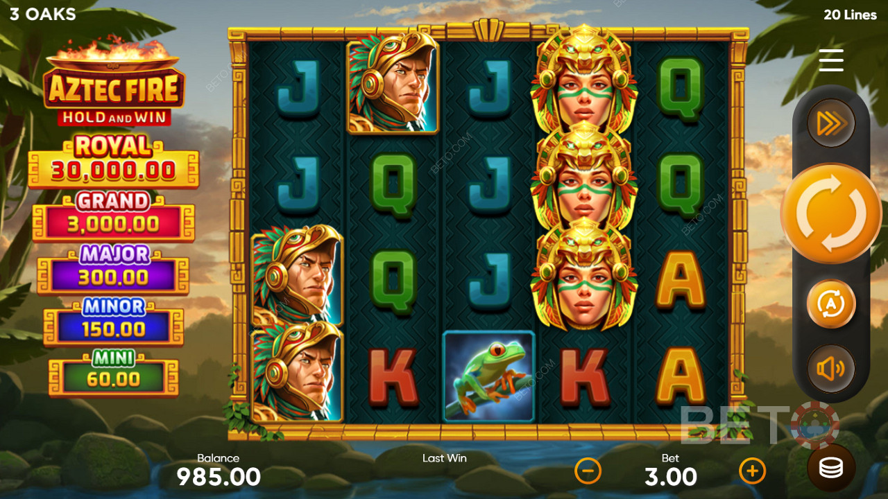 اربح ما يصل إلى 10000 ضعف من رهانك في فتحة Aztec Fire: امسك واربح