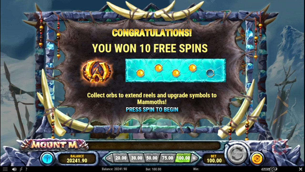 احصل على 3 عناصر مبعثرة أو أكثر لتشغيل مكافأة Free Spins