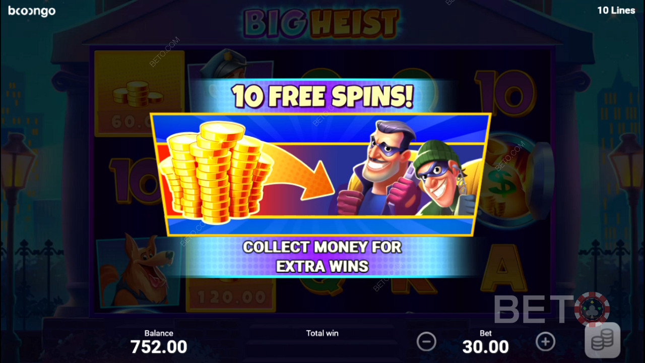 ضع 3 رموز مبعثرة لتنشيط ميزة Free Spins واكسب 10 دورات مجانية إضافية