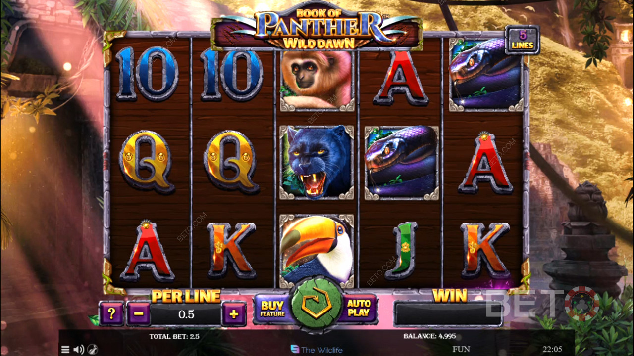 تحتوي فتحة كتاب Panther Wild Dawn على الإنترنت على حيوانات برية كرموز عالية القيمة