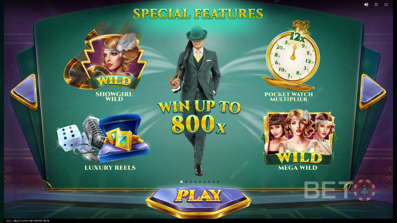 استمتع بمجموعة متنوعة من الميزات في ماكينة سلوت Lucky Mr Green