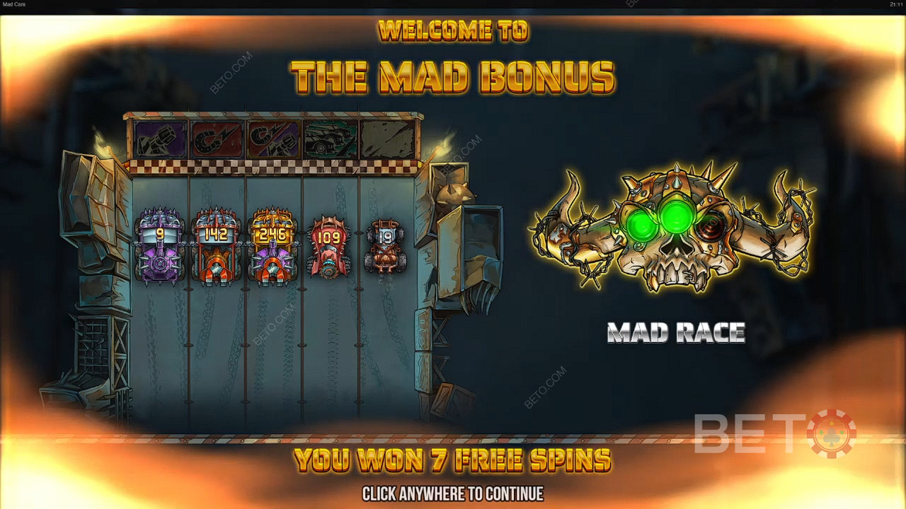 ستضمن ميزة Mad Race أن جميع السيارات تعبر خط النهاية وستحصل على فوز كبير