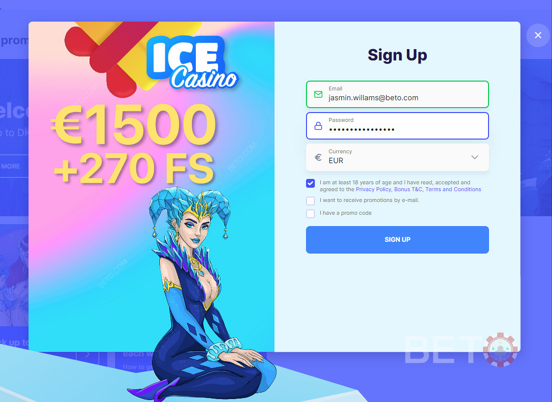 من السهل الانضمام إلى المرح في ICE Casino!