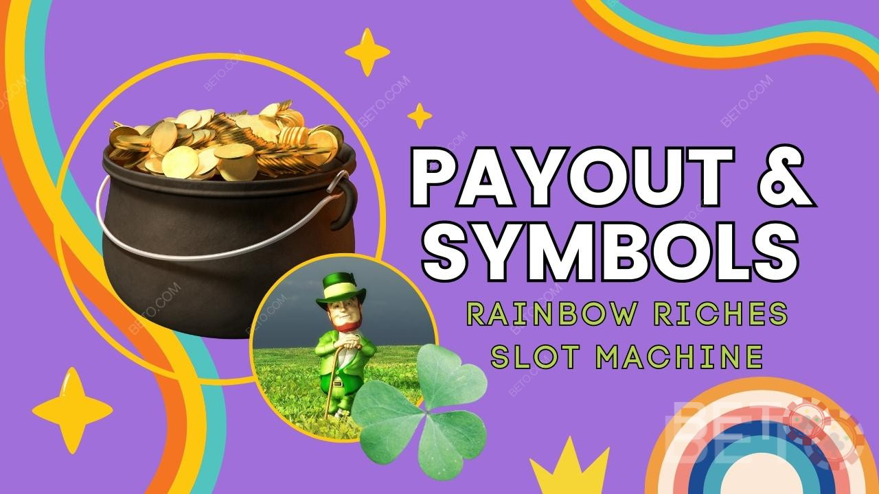 شرح المدفوعات والرموز في لعبة Rainbow Riches